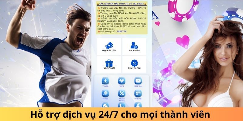 F8Bet & Liên Minh OKVIP - Đối Tác Chiến Lược Tạo Nên Cơ Hội Mới 7 Hỗ trợ dịch vụ 24/7 cho mọi thành viên